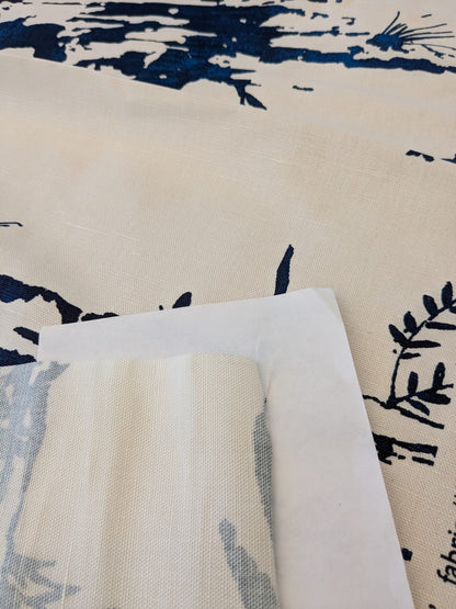 133 EV47 Square Scalamandre Summer Palace Porcelain Blue White Chinoiserie Scenic Toile MSRP USD 262/y 88"x 23"