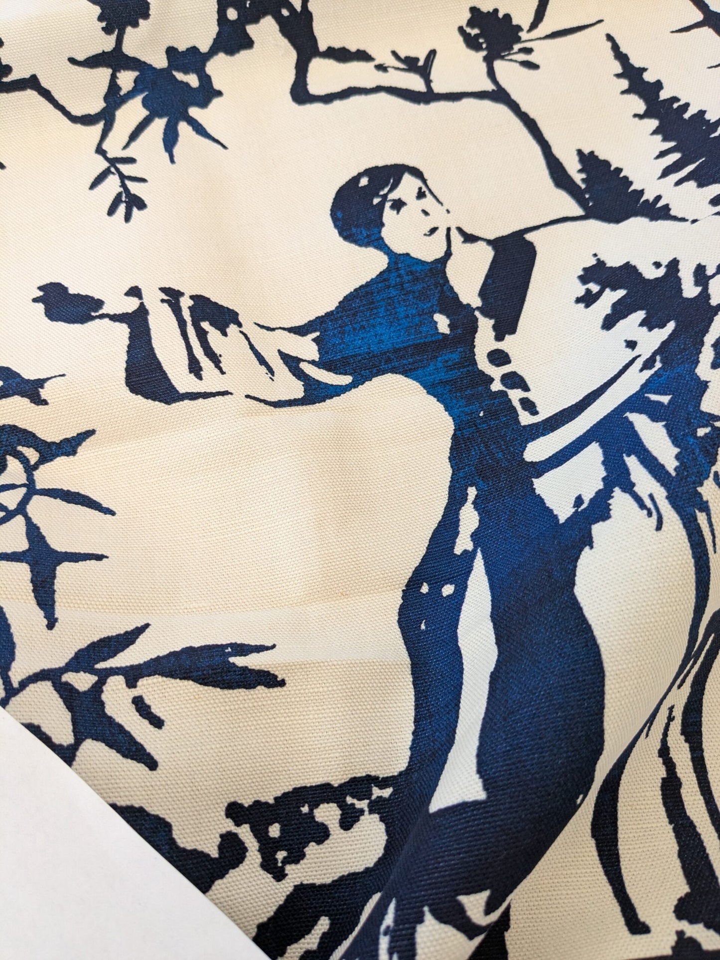 133 EV47 Square Scalamandre Summer Palace Porcelain Blue White Chinoiserie Scenic Toile MSRP USD 262/y 88"x 23"