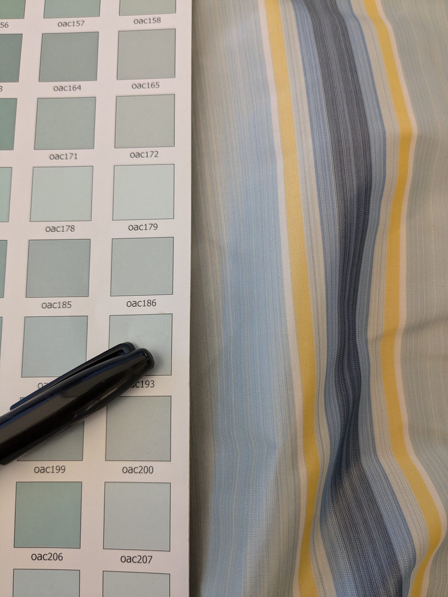 135 EV47 Square Silk Scalamandre Simbolo Stripe Taffeta Creams Yellow Blues MSRP USD 512/y