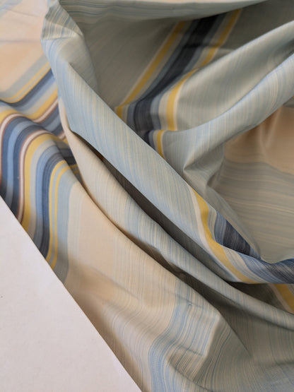 135 EV47 Square Silk Scalamandre Simbolo Stripe Taffeta Creams Yellow Blues MSRP USD 512/y