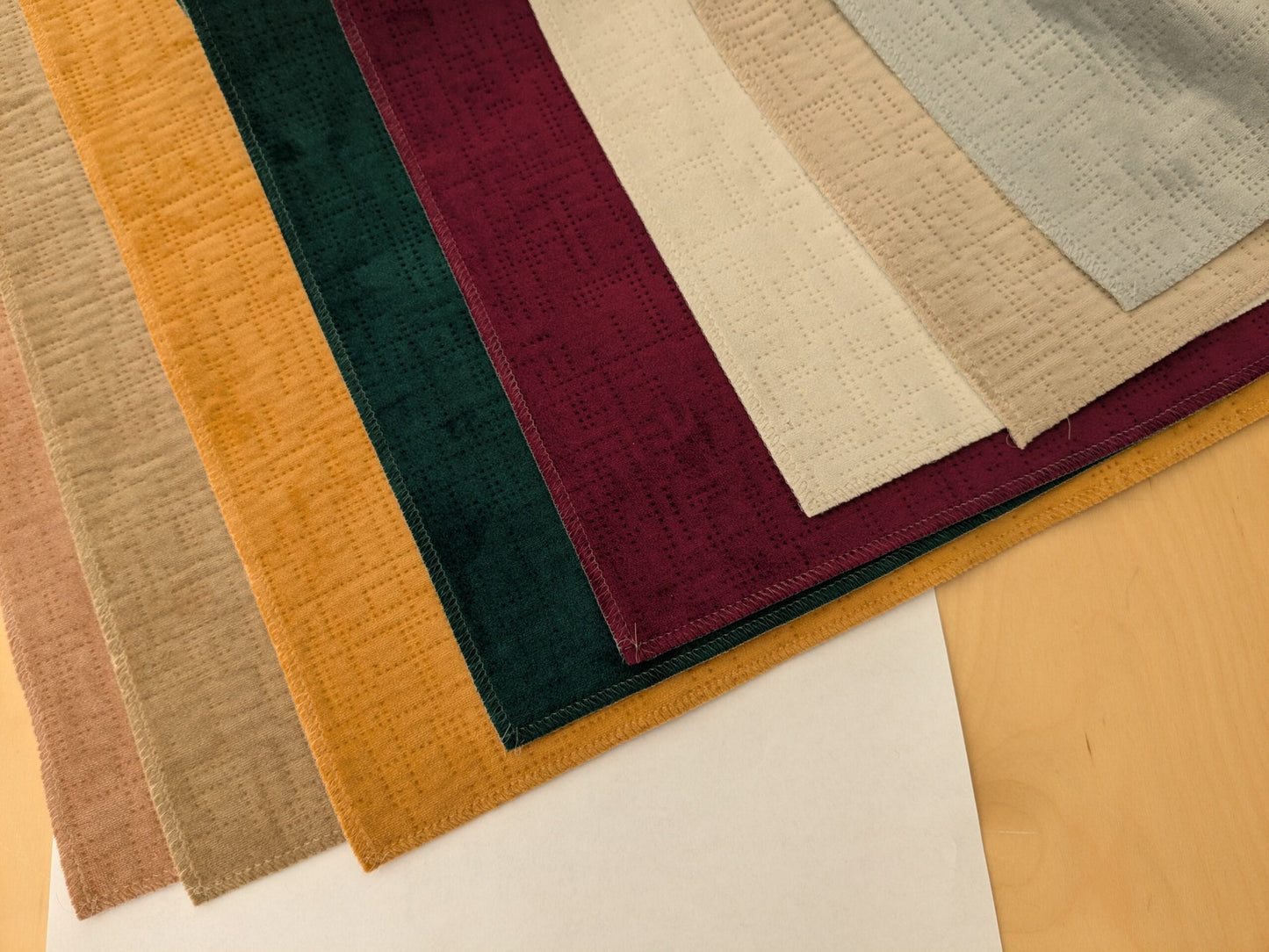 1 EV48 Square Scalamandre Aldeco Braille Velvet Solid Polyester Geometric Small Scale - 8 Pieces of Different Colorways