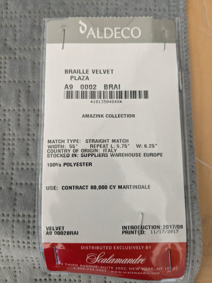 1 EV48 Square Scalamandre Aldeco Braille Velvet Solid Polyester Geometric Small Scale - 8 Pieces of Different Colorways