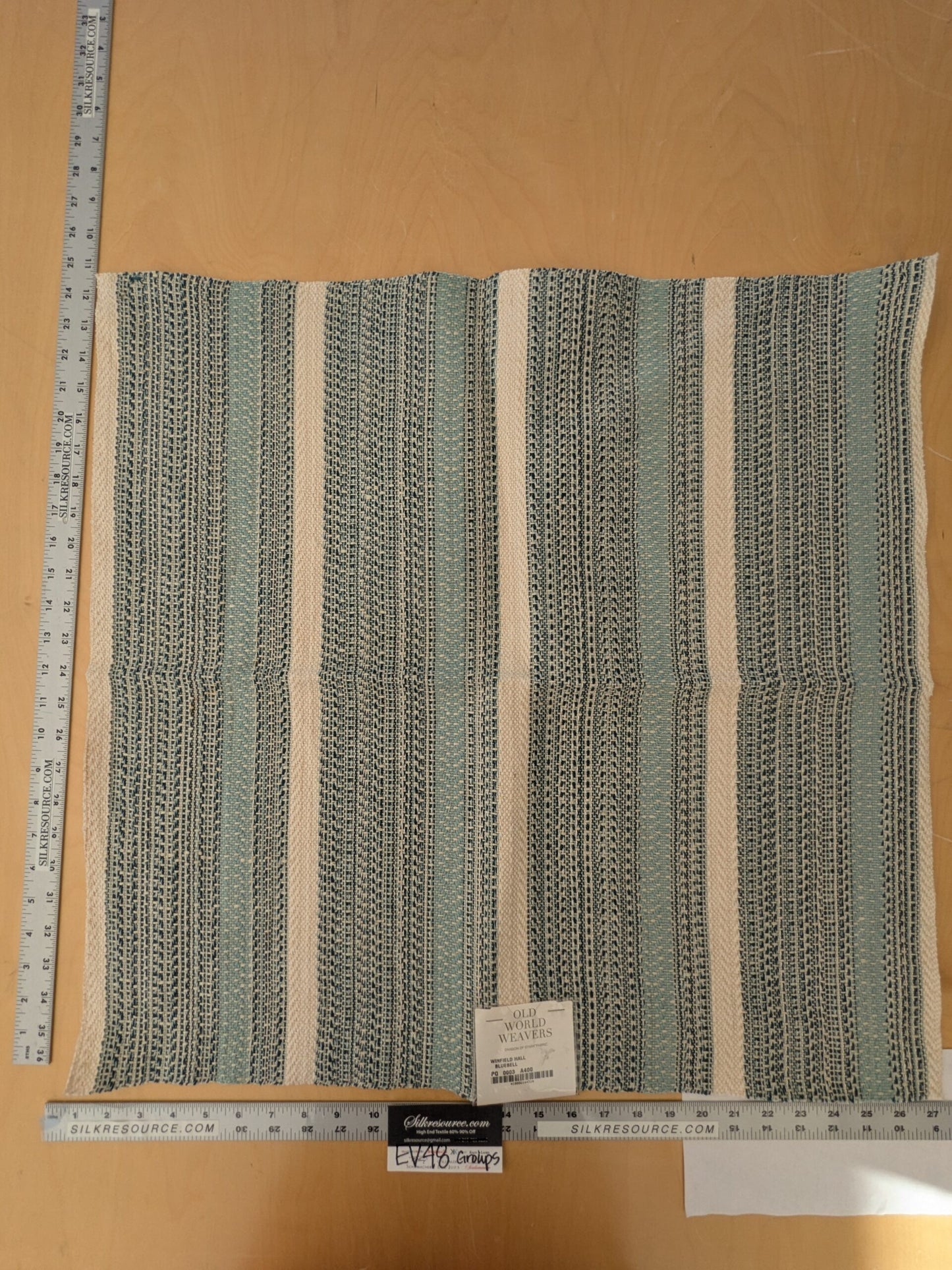 5 EV48 Square Scalamandre Old World Weavers Winfield Hall Bluefield Cotton Stripe  - 3 Pieces of Different Colorways 24"x26"