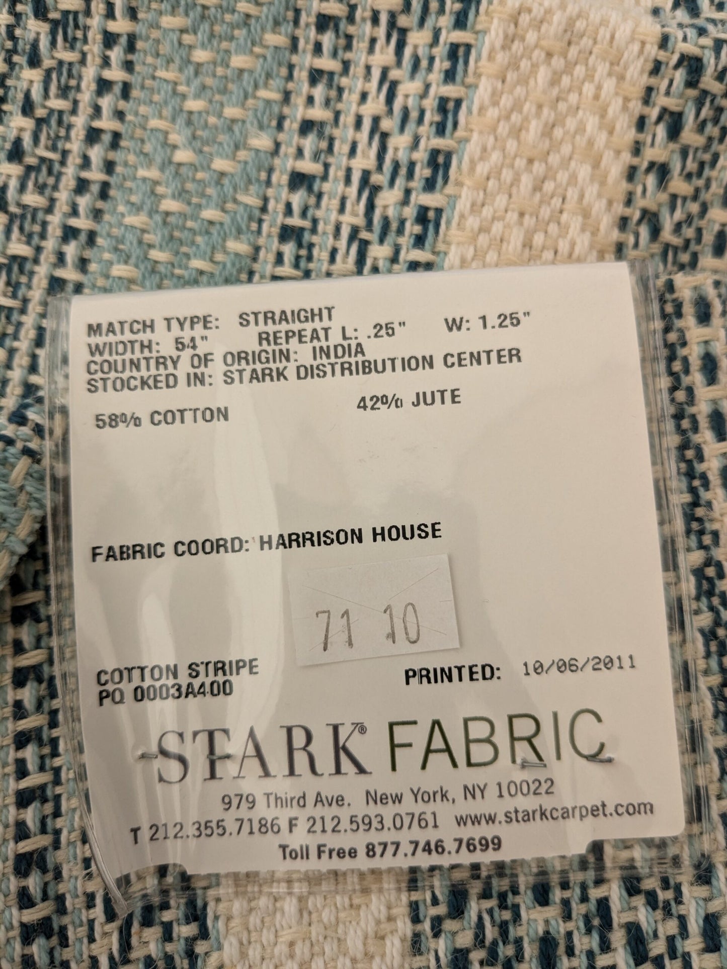 5 EV48 Square Scalamandre Old World Weavers Winfield Hall Bluefield Cotton Stripe  - 3 Pieces of Different Colorways 24"x26"