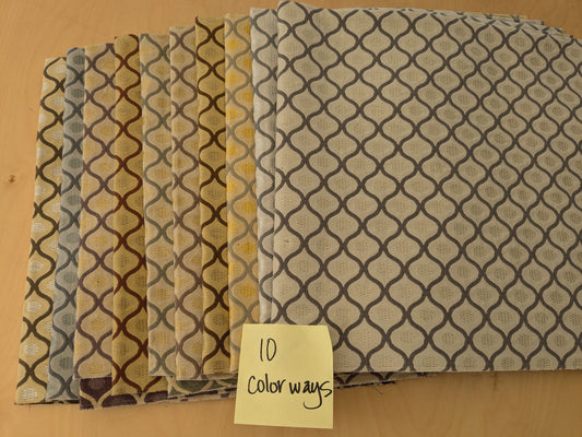 6 EV48 Square Scalamandre Diamond Ogee Pattern  - 10 Pieces of Different Colorways 26"x27"