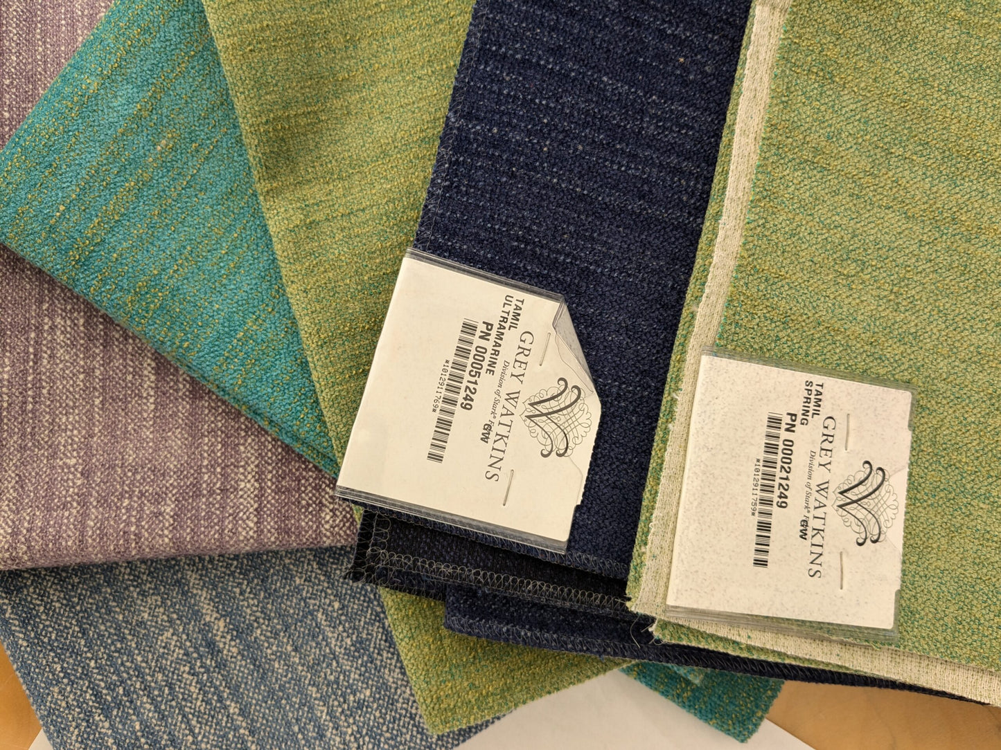 8 EV48 Square Scalamandre Grey Watkins Tamil Pattern Strie Texture  -  6 Pieces of Different Colorways