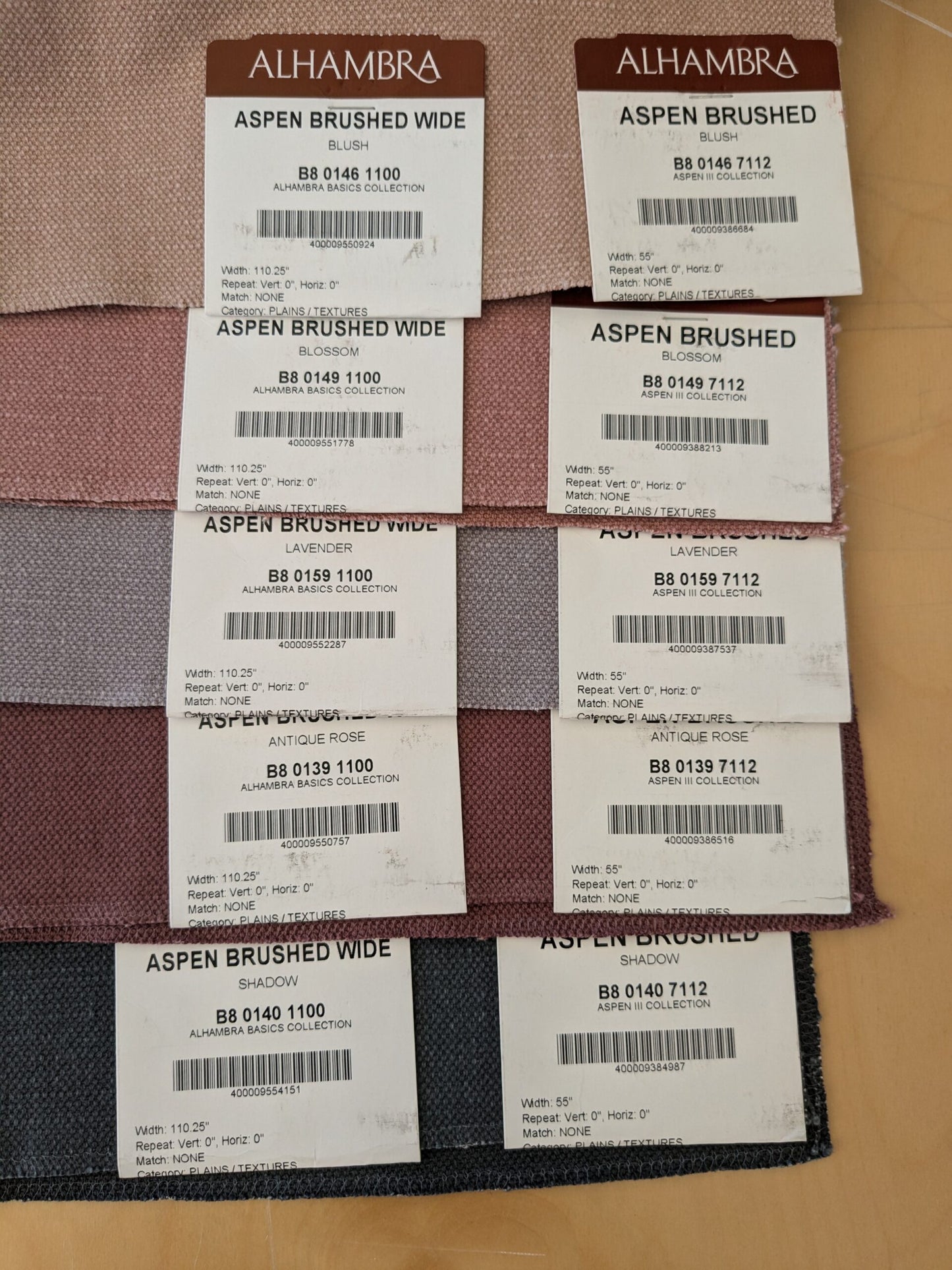 10 EV48 Square Scalamandre Alhambra Aspen Brushed Wide Solid Cotton Linen  -  10 Pieces of Different Colorways 17"x27"