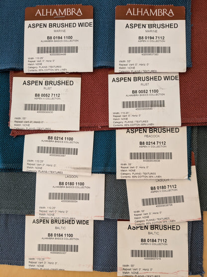 11 EV48 Square Scalamandre Alhambra Aspen Brushed Wide Solid Cotton Linen  -  10 Pieces of Different Colorways 17"x27"