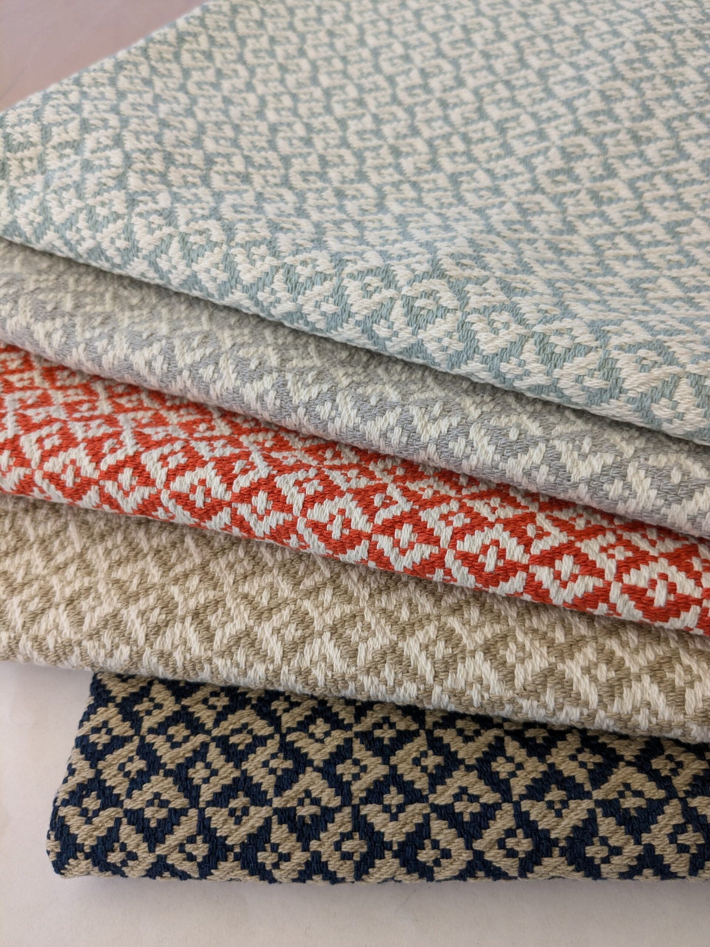 13 EV48 Square Scalamandre Khiva Weave Small Scale Geometric Cotton MSRP USD180/yd -  5 Pieces of Different Colorways 27"x27"