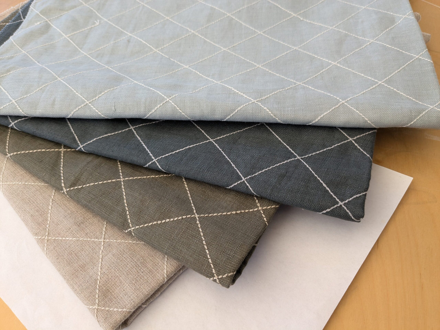 14 EV48 Square Scalamandre Plaid Check Square Pattern -  4 Pieces of Different Colorways 26"x28"