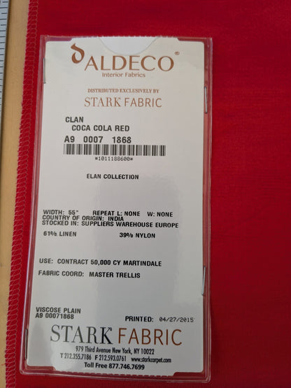 17 EV48 Square Scalamandre Aldeco Clan Plain Solid Linen - 9 Pieces of Different Colorways 15.5"x26"