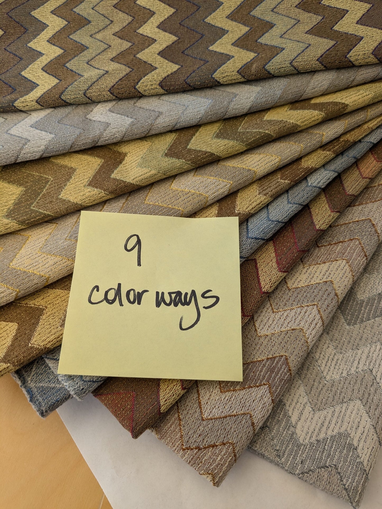 18 EV48 Square Scalamandre Colony Fabrics Polluce Jacquard Chevron Herringbone Small Scale -  9 Pieces of Different Colorways 27"x27"
