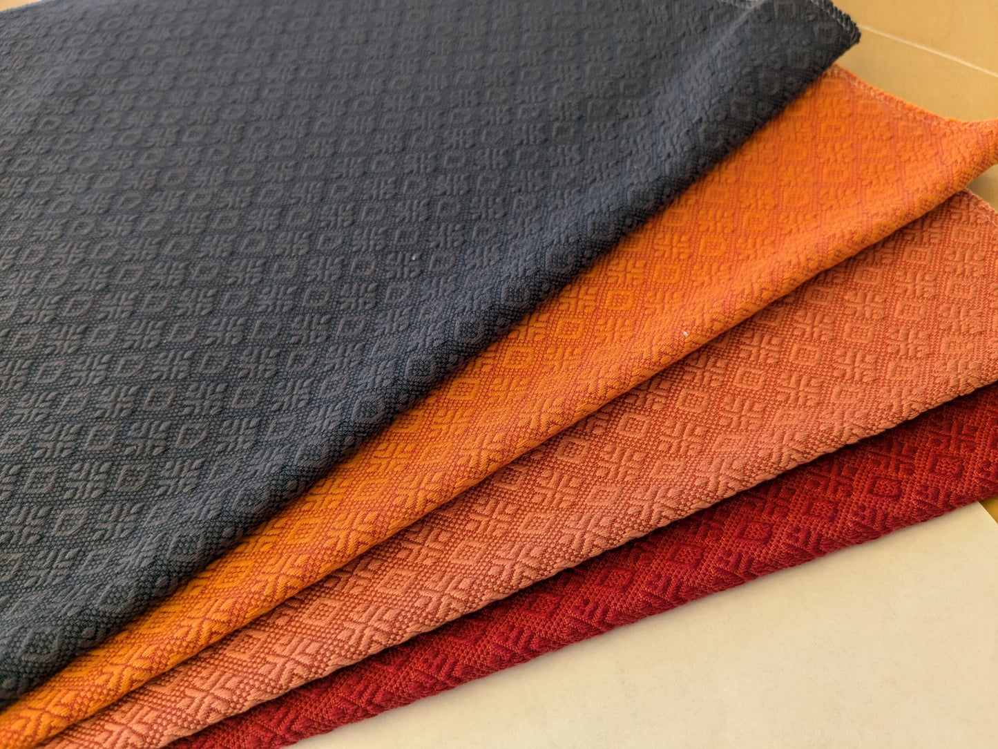 19 EV48 Square Scalamandre Small Scale Texture Jacquard  -  4 Pieces of Different Colorways 15"x26"