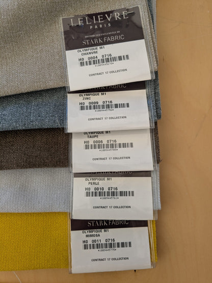 21 EV48 Square Scalamandre Lelievre Paris Oympique M1 Trevira Texture Solid Polyester-  11 Pieces of Different Colorways 25"x26"