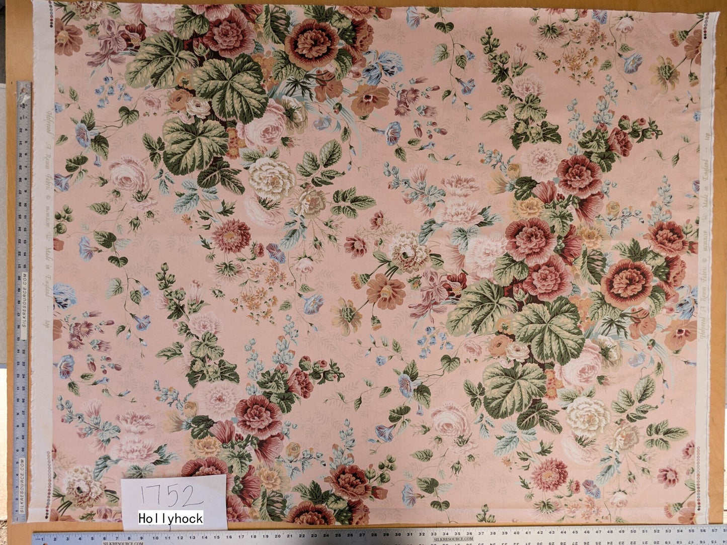 High End Hollyhock Chintz Print Pale Pink Multi Classic English Garden Print MSRP USD 300+/Y