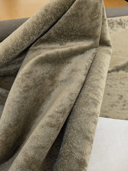 Mohair &amp; Silk Velvet Seaweed Texture In Heather Green Heavy Duty