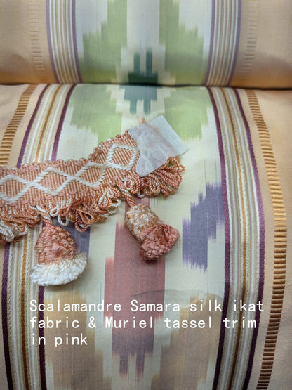 by yard Scalamandre Muriel Tassel Fringe Silk Pink White MSRPUSD159/Y