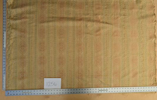 By Yard Fabricut Medallion 100% Silk Stripe In Jasmine Yellow &amp; Pink Green Gold Strie