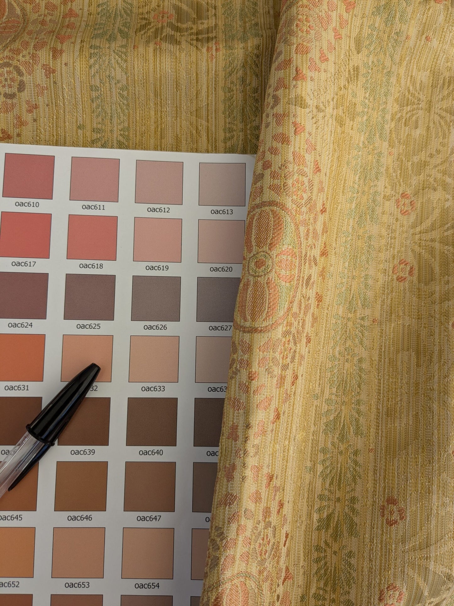 By Yard Fabricut Medallion 100% Silk Stripe In Jasmine Yellow &amp; Pink Green Gold Strie