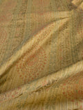 By Yard Fabricut Romantic Medallion 100% Silk Stripe In Jasmine Yellow & Pink Green Gold Strie
