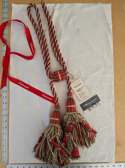 Scalamandre Hampton Court Tieback Red Green Cream Tassel MSRP USD 1058