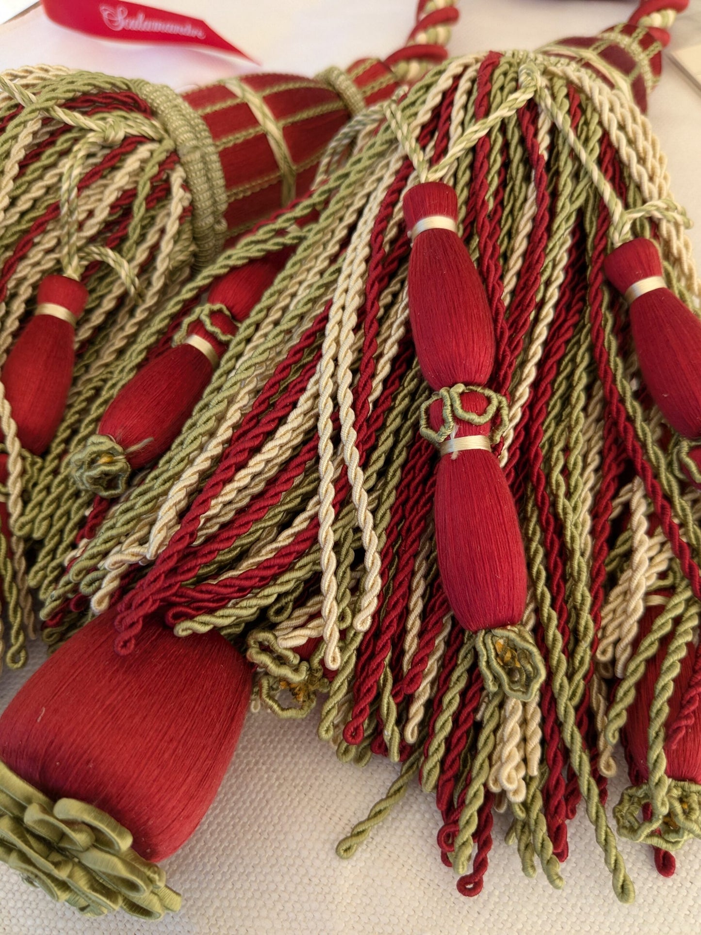Scalamandre Hampton Court Tieback Red Green Cream Tassel MSRP USD 1058