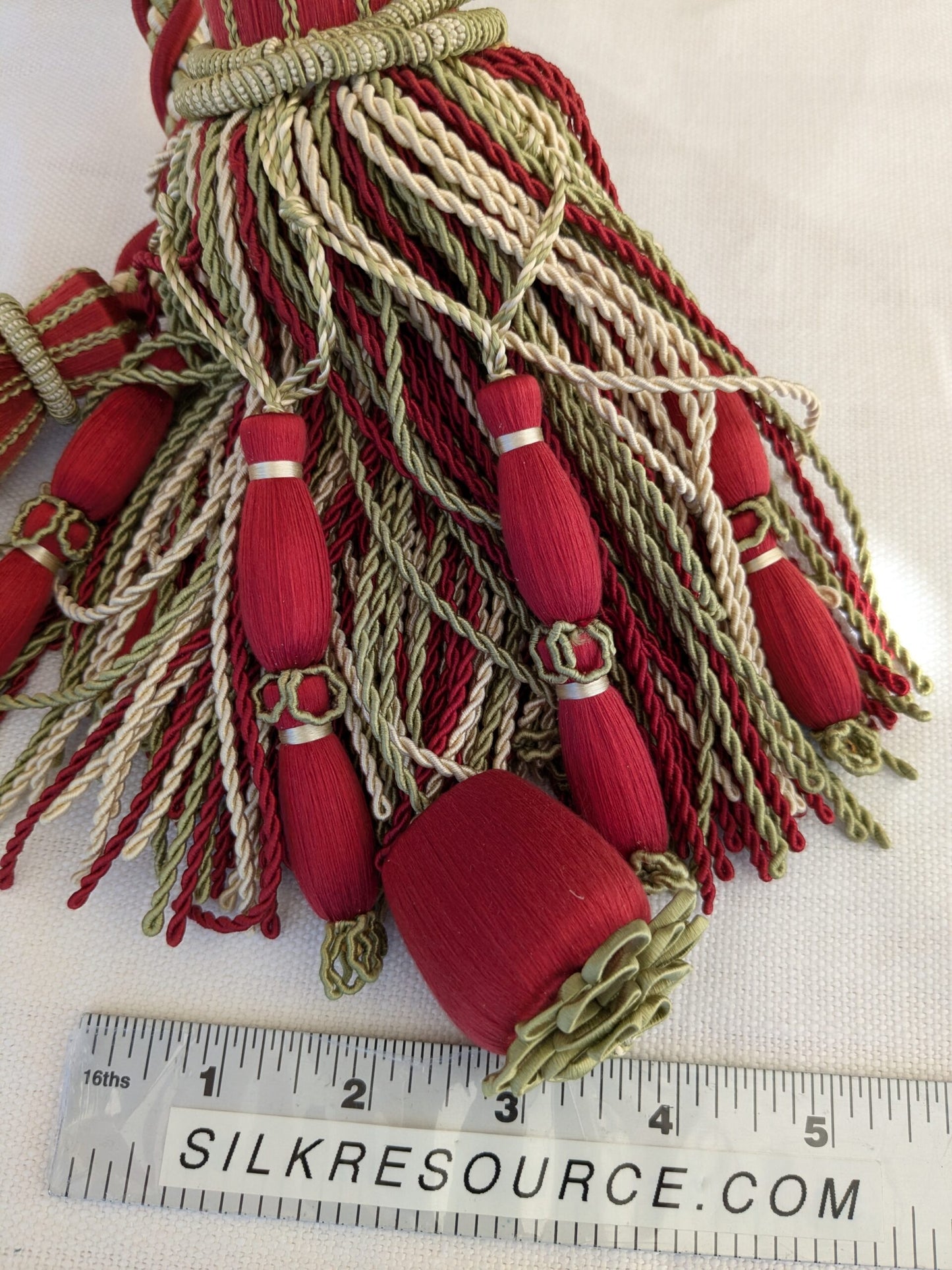 Scalamandre Hampton Court Tieback Red Green Cream Tassel MSRP USD 1058