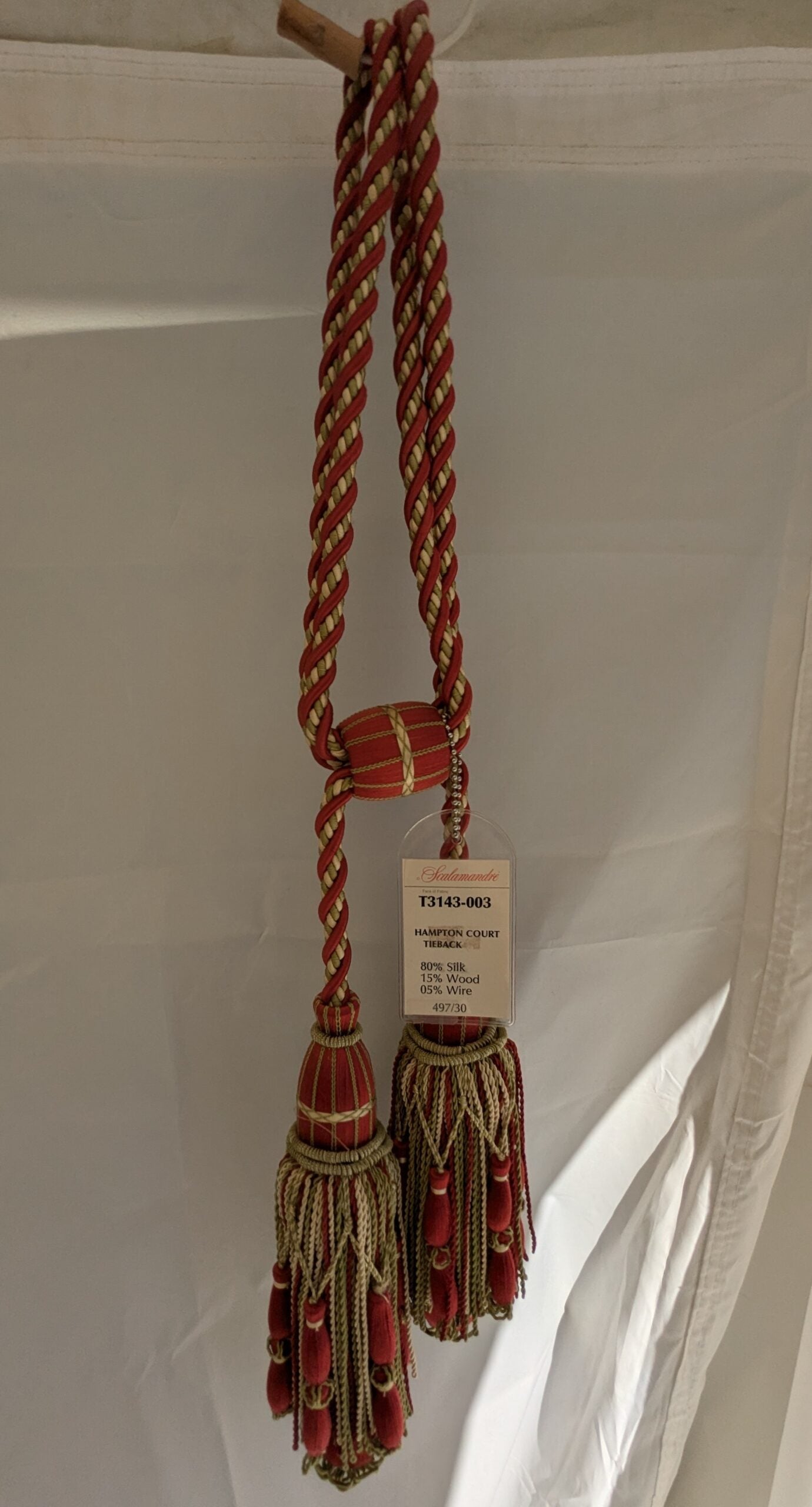 Scalamandre Hampton Court Tieback Red Green Cream Tassel MSRP USD 1058