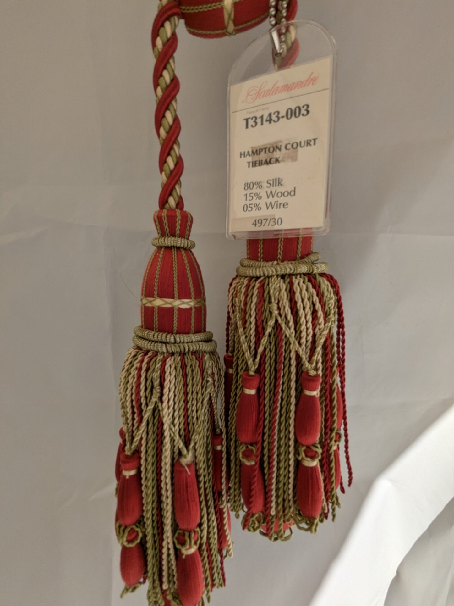 Scalamandre Hampton Court Tieback Red Green Cream Tassel MSRP USD 1058