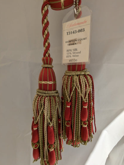 Scalamandre Hampton Court Tieback Red Green Cream Tassel MSRP USD 1058