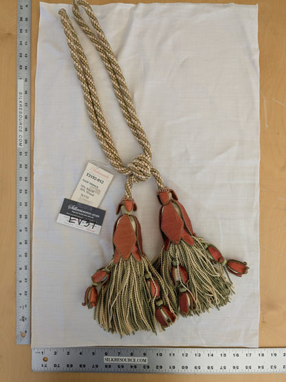Scalamandre Tulip Tieback Pink Green Cream Tassel Rayon Cotton Wood MSRP USD 1,996