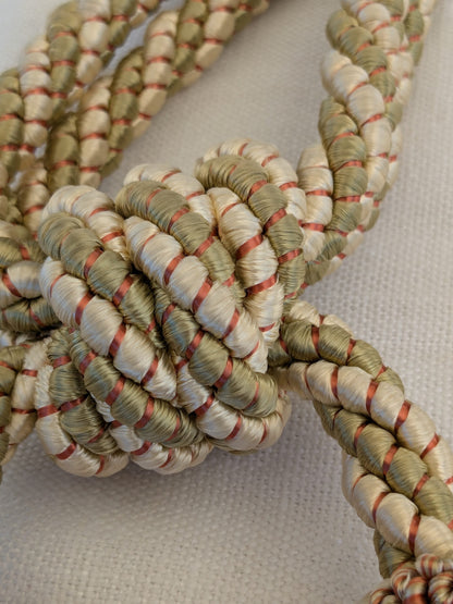 Scalamandre Tulip Tieback Pink Green Cream Tassel Rayon Cotton Wood MSRP USD 1,996