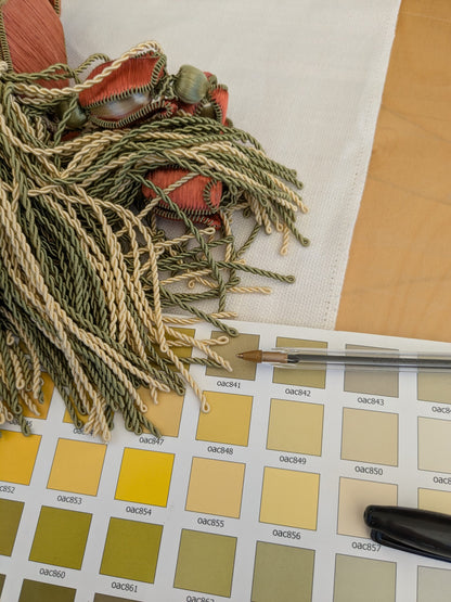 Scalamandre Tulip Tieback Pink Green Cream Tassel Rayon Cotton Wood MSRP USD 1,996