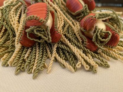 Scalamandre Tulip Tieback Pink Green Cream Tassel Rayon Cotton Wood MSRP USD 1,996