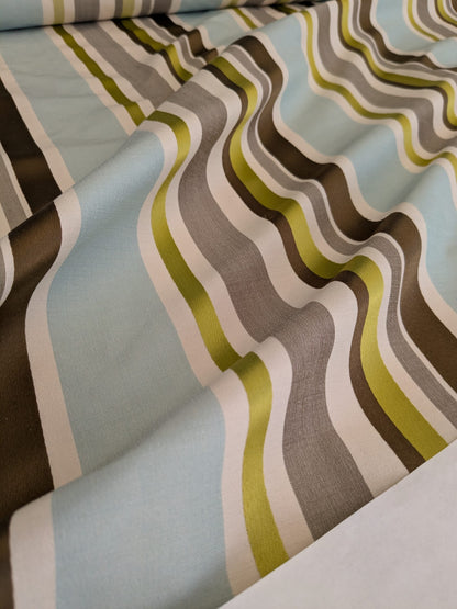 Scalamandre Tango Aqua/Multi Blue Green Rainbow Stripe 100% Silk Jacquard MSRP USD 324/y