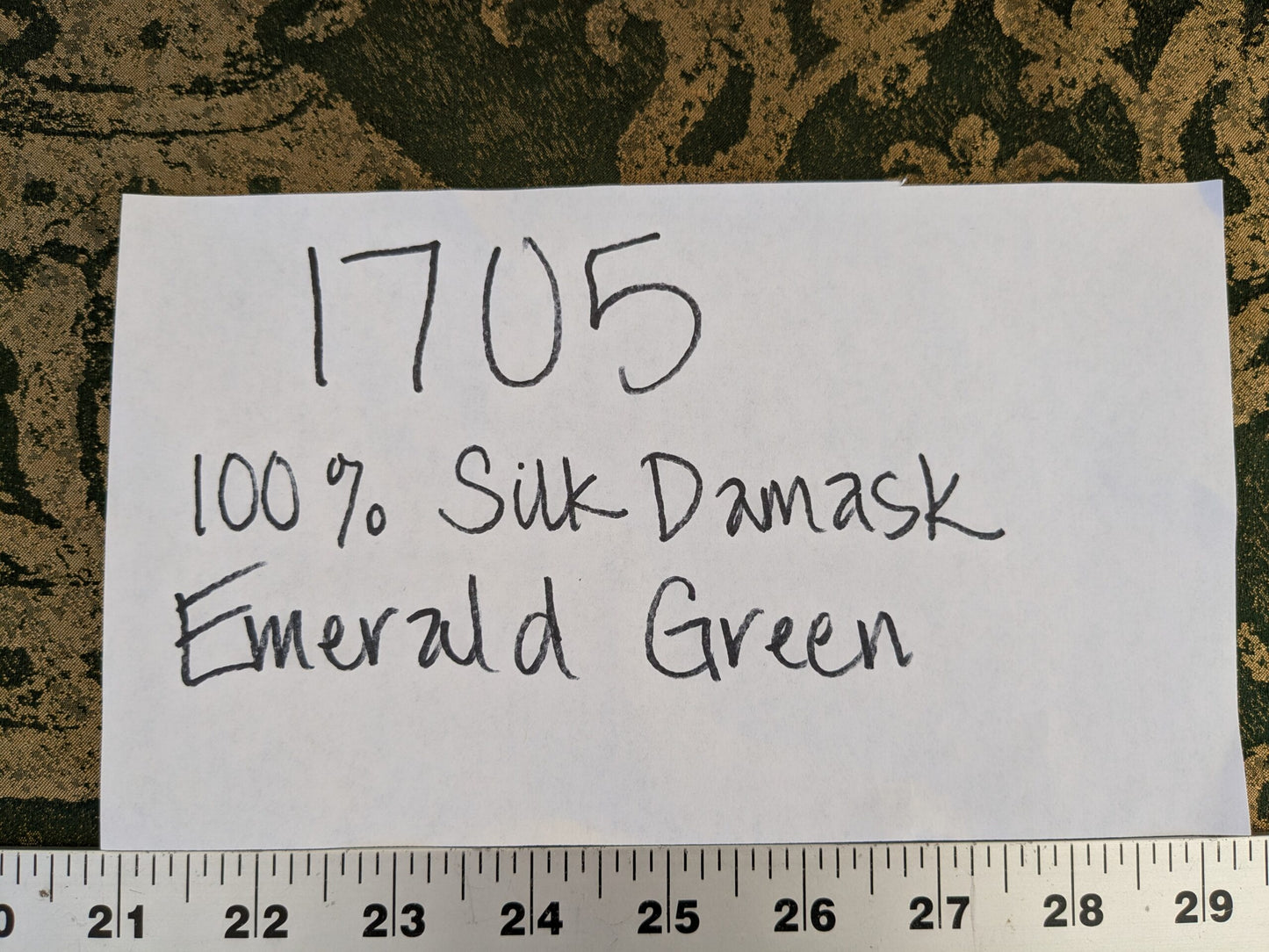 Chinoisery Flower in Vase Bronze Age 100% Silk Damask Emerald Deep Green Radiance! Highest Quality MSRP USD 400+/Yard