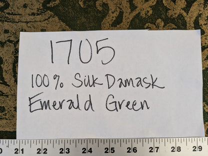 Chinoisery Flower in Vase Bronze Age 100% Silk Damask Emerald Deep Green Radiance! Highest Quality MSRP USD 400+/Yard