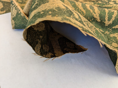 Chinoisery Flower in Vase Bronze Age 100% Silk Damask Emerald Deep Green Radiance! Highest Quality MSRP USD 400+/Yard