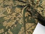 Chinoisery Flower in Vase Bronze Age 100% Silk Damask Emerald Deep Green Radiance! Highest Quality MSRP USD 400+/Yard