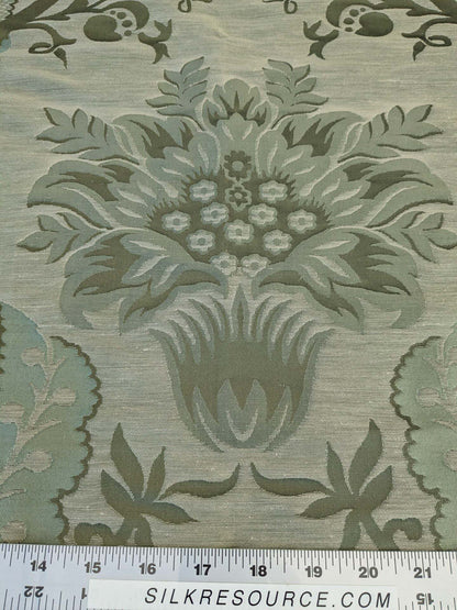 BY Yard Palace Of Iris Renaissance Damask Silk Linen Sage Mint Green MSRP US 400+/yard
