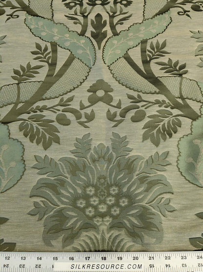 BY Yard Palace Of Iris Renaissance Damask Silk Linen Sage Mint Green MSRP US 400+/yard