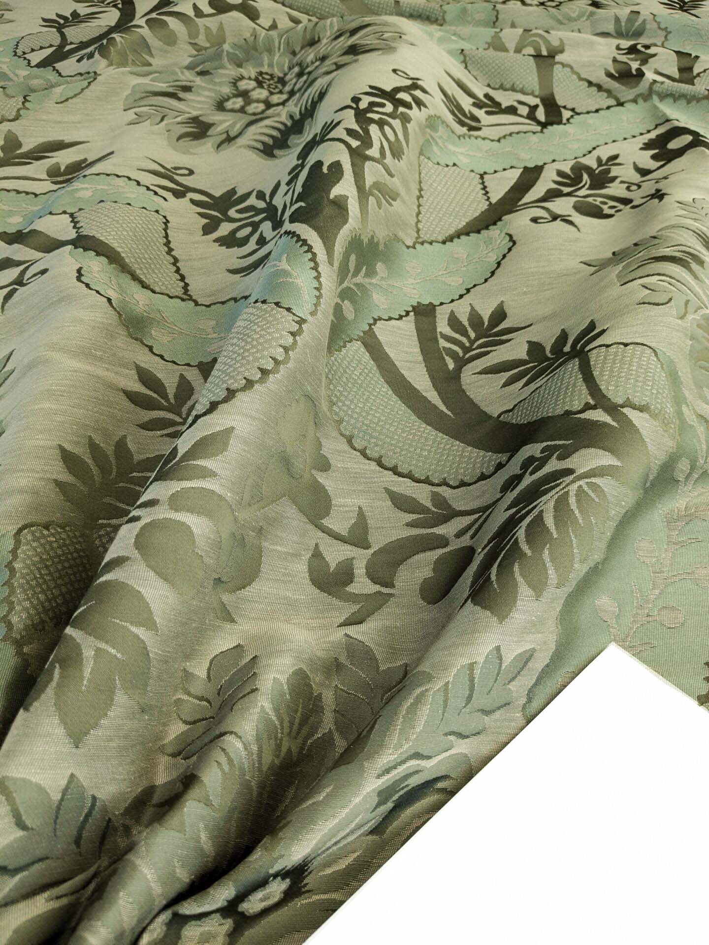 BY Yard Palace Of Iris Renaissance Damask Silk Linen Sage Mint Green MSRP US 400+/yard