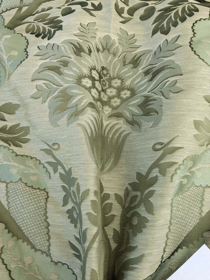 BY Yard Palace Of Iris Renaissance Damask Silk Linen Sage Mint Green MSRP US 400+/yard
