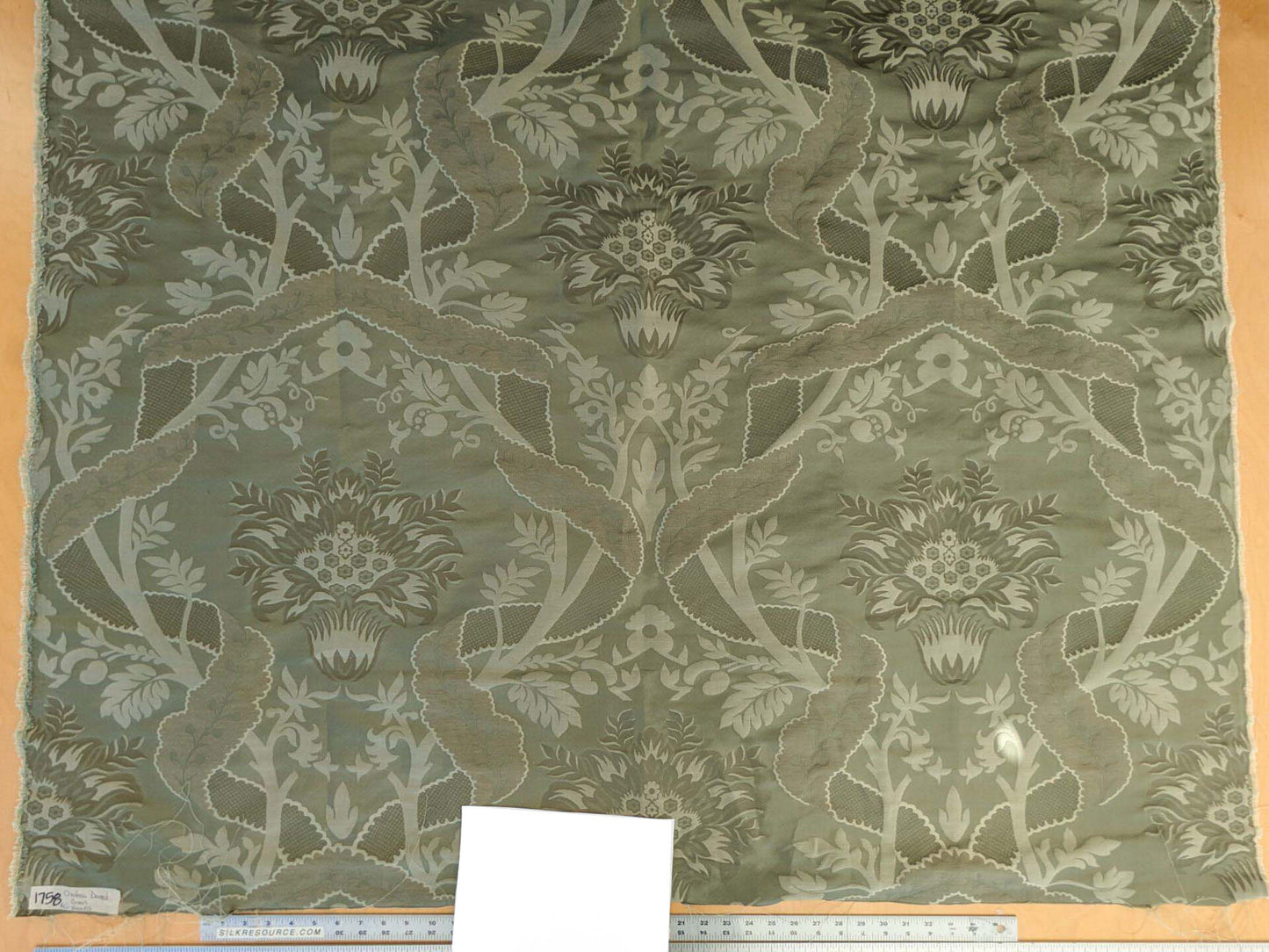 BY Yard Palace Of Iris Renaissance Damask Silk Linen Sage Mint Green MSRP US 400+/yard