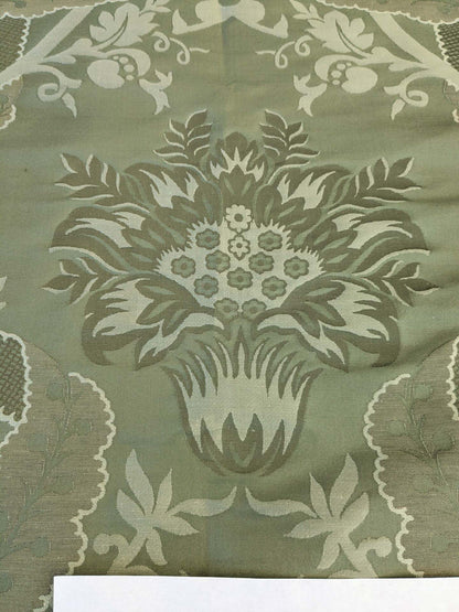 BY Yard Palace Of Iris Renaissance Damask Silk Linen Sage Mint Green MSRP US 400+/yard