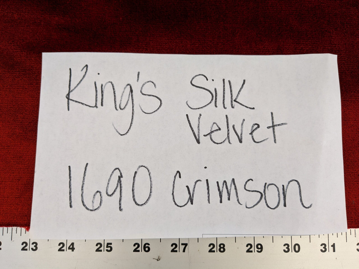 King's Silk Velvet Crimson Red Radiance Highest Quality Heavy 39,000+ martindale MSRP USD 728/Yard