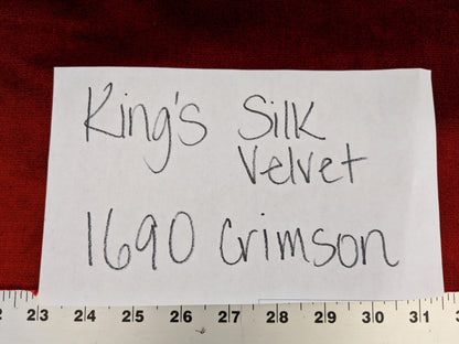 King's Silk Velvet Crimson Red Radiance Highest Quality Heavy 39,000+ martindale MSRP USD 728/Yard