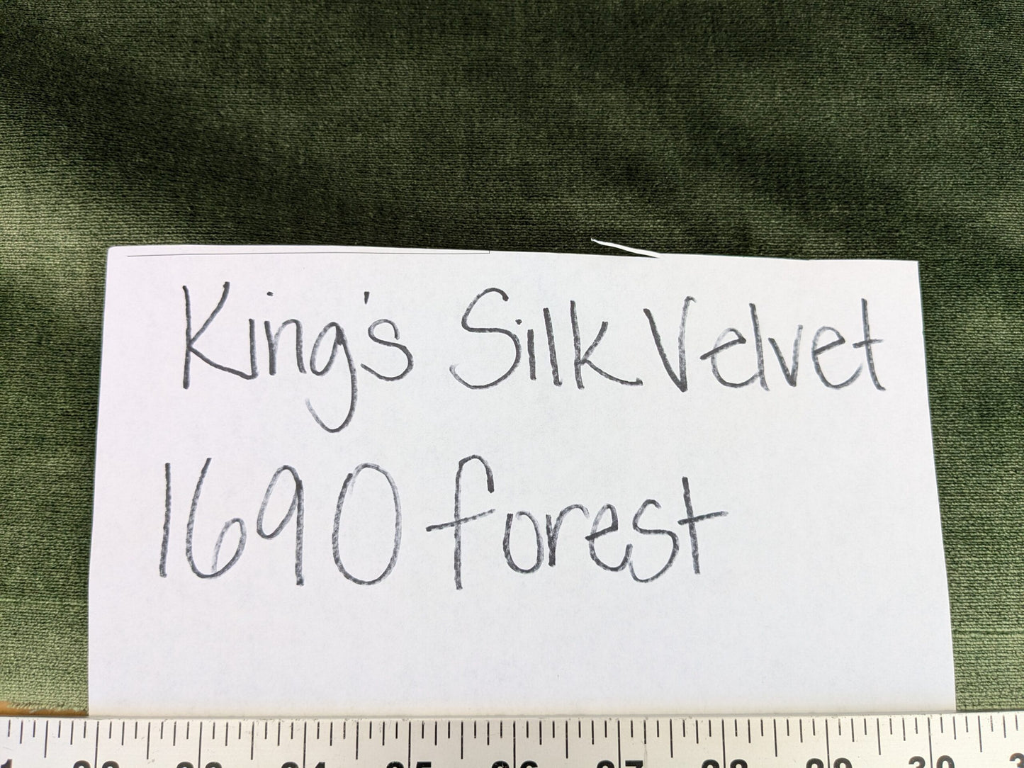 2.5 yard piece, Queen's Silk Velvet *Forest* Radiance Highest Quality Heavy 39,000+ martindale MSRP USD 728/Yard