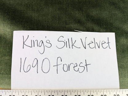 2.5 yard piece, Queen's Silk Velvet *Forest* Radiance Highest Quality Heavy 39,000+ martindale MSRP USD 728/Yard