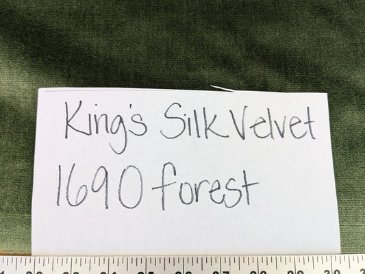2.5 yard piece, Queen's Silk Velvet *Forest* Radiance Highest Quality Heavy 39,000+ martindale MSRP USD 728/Yard